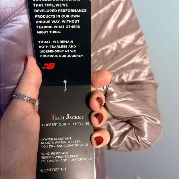 NWT! New Balance Dusty Rose Jacket Lightweight Satin Puffer Lg SEE MEASUREMENTS! - Picture 7 of 13